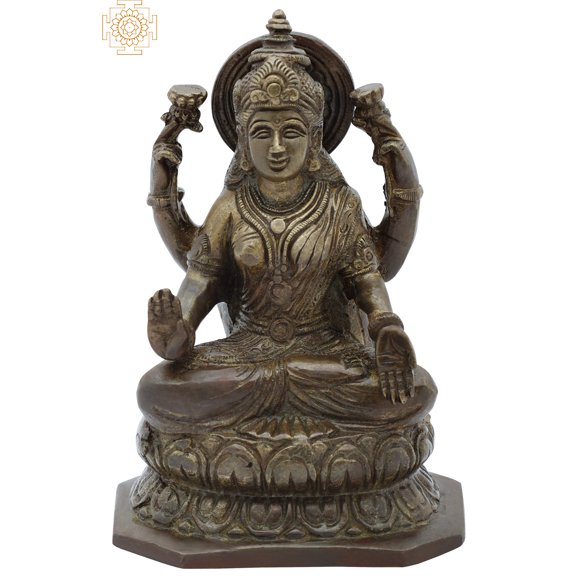 5" Ashirwad Lakshmi Statue in Brass | Handmade | Made in India