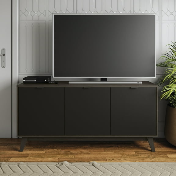 Kappesberg Venice Metro Brown/Black 59"W Sideboard with 3 Doors and Shelves