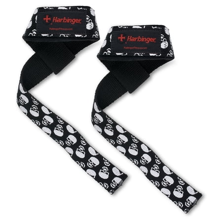 Harbinger Padded Cotton Lifting Straps  Black with Skulls 21.5