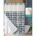 thumbnail image 2 of No Hook Shower Curtain with Snap in Liner, Christmas Blue Snowflake Black White Plaid Hotel Shower Curtains for Bathroom, Washable Shower Curtain Liner Set with Mesh Top Window, 72”x78”, 2 of 6