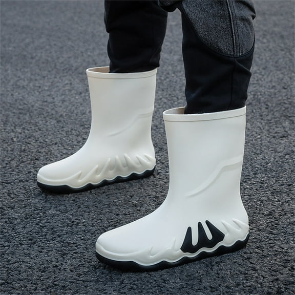 LIJCC Men's Rain Boots Width Mid-Calf Comfort Short Boots Ankle Rubber Boots Waterproof Garden Boots Non-Slip Lightweight Platform Mud Boots Fishing Boots Water Boots