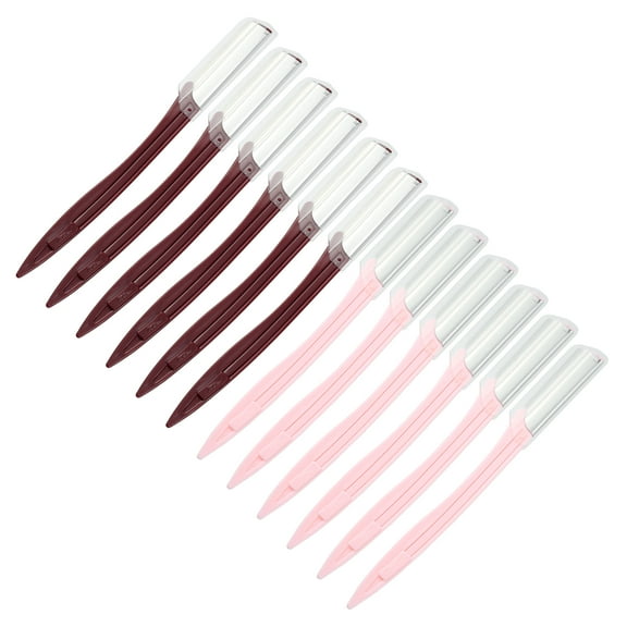 Vocoste Eyebrow Razor for Women with Cover Pink Wine Red 12 Pieces
