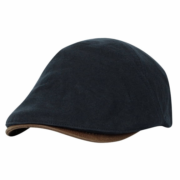 WITHMOONS Basic Newsboy Hat Faux Leather Brim Adjustable Flat Cap SL31274 (Navy)