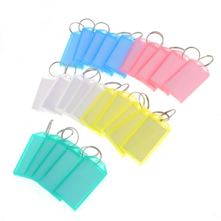 Unique Bargains 25 Pcs Colored Plastic Rectangle Keychain Key Tags ID Label Name Tag Ring