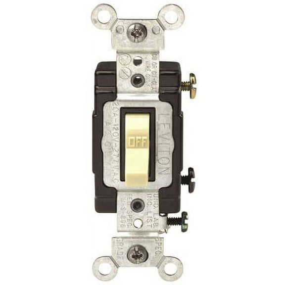 Leviton CS120-2W 20-Amp, 120/277-Volt, Toggle Single-Pole AC Quiet Switch, Commercial Grade, Grounding, White