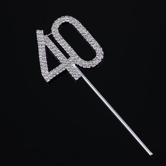 FOMIYES Plated Silver Rhinestone Wedding Cake Topper for 40Th Anniversary Birthday Party Decoration Alloy
