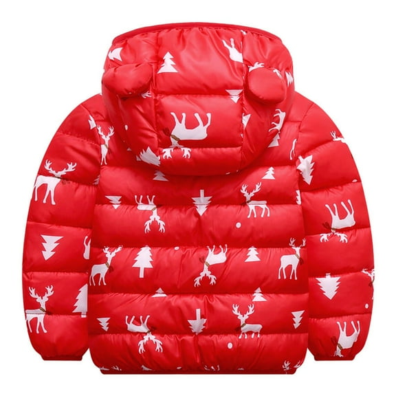 Odeerbi Kids Little Boys Girls Toddler Baby Winter Christmas Cartoon Windproof Coats Deer Hooded Warm Outwear Jacket
