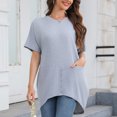 thumbnail image 4 of jtjvou Women's Casual Tops with Pockets Short Sleeve Dressy Tunic Tops to Wear with Leggings Swing T-Shirt Loose Fit Blouses Gray S, 4 of 7