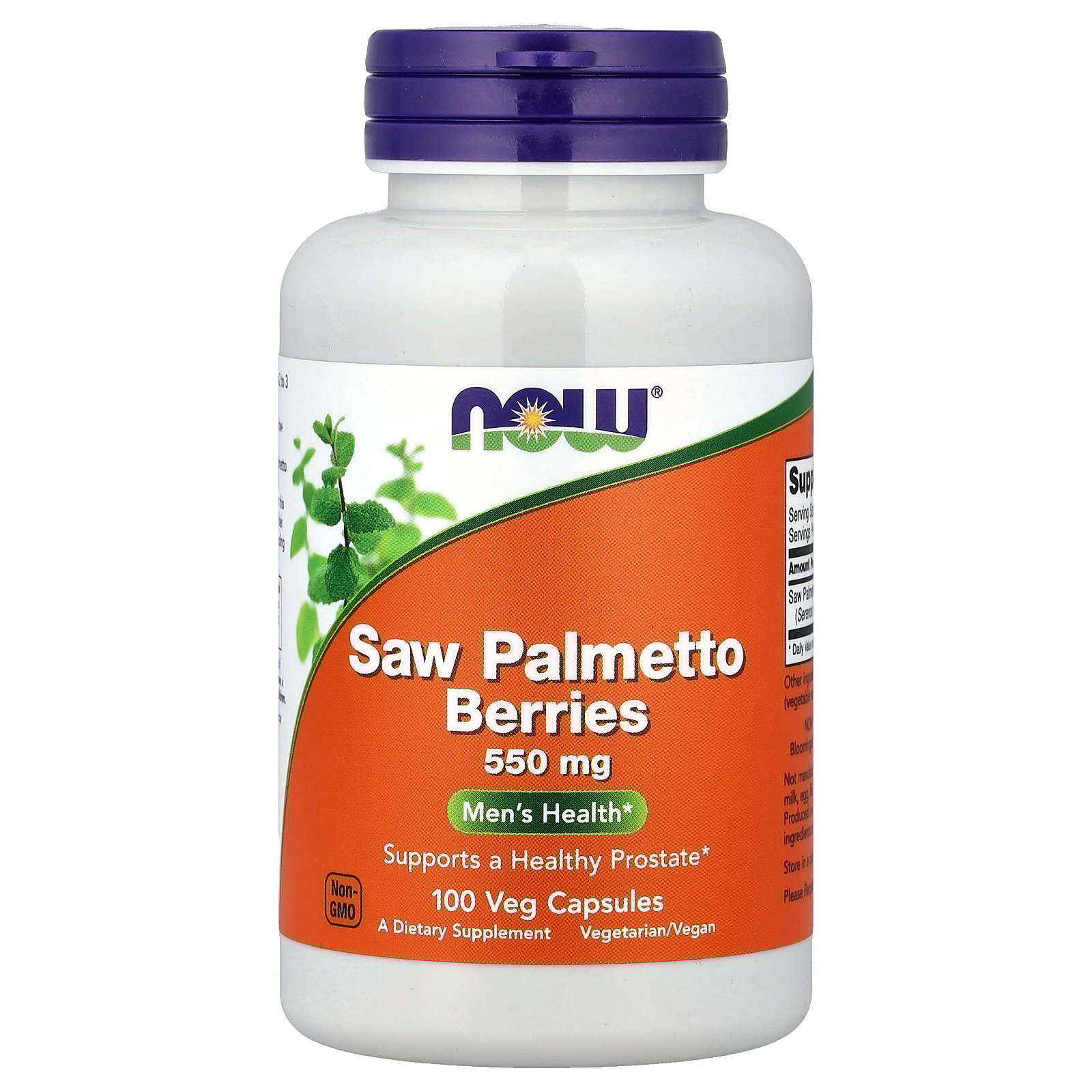 NOW Foods Saw Palmetto Berries, 550 mg, 100 Veg Capsules