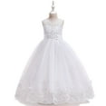 thumbnail image 5 of Zwiiyzr Toddler Kids Girls Birthday Dresses Tutu Tulle Dress Net Yarn Embroidery Rhinestone Bowknot Party Gown Long Dresses White, 5 of 9