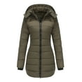 thumbnail image 3 of Lumento Down Coats for Women Casual Hoodies Puffer Jacket Winter Fall Warmth Water-Resistant Long Sleeve Outwear Olive Green L, 3 of 7