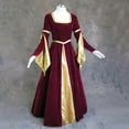 thumbnail image 3 of Fartey Medieval Renaissance Dress for Women Gold Velvet Vintage Long Sleeves Gown Victorian Cocktail Dress Halloween Maxi Dresses Costumes, 3 of 5