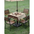 thumbnail image 4 of Outdoor Tablecloth with Umbrella Hole for Patio/Picnic/Party/Camping, Texas Star Vintage Waterproof Table Cloth Square Cover Washable, Brown Retro Art Red Berry Farmhouse (54"x 54"), 4 of 8