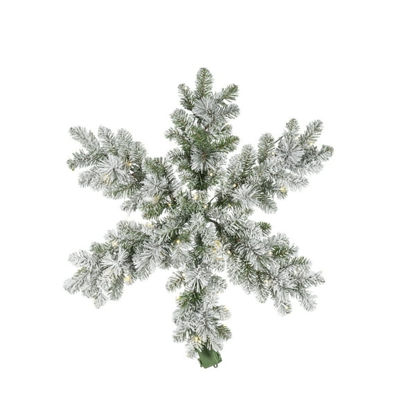 Stunning 30 Inch Flocked Needle Pine Mix Snowflake with Warm White LED Lights