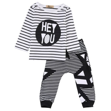

2Pcs Baby Boys Girls Outfits Long Sleeve T-Shirt Tops + Long Pants Clothing Sets