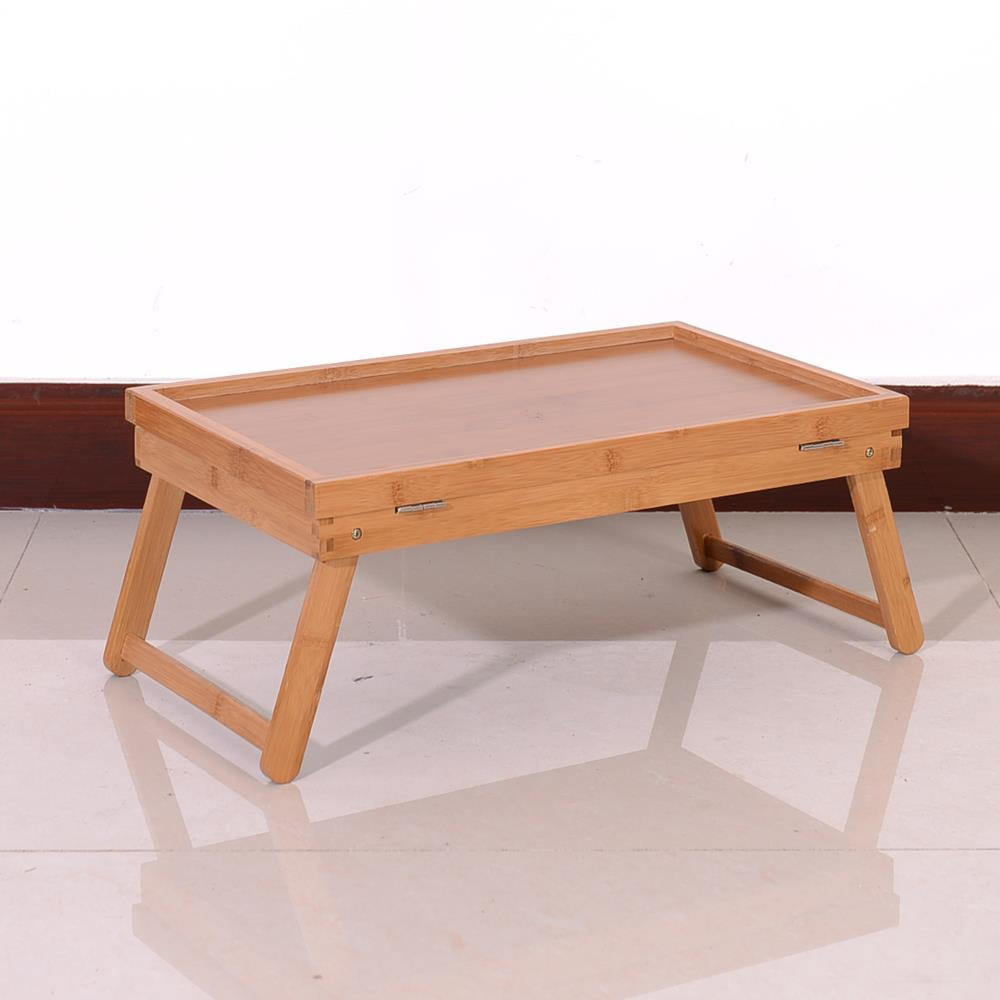 Ktaxon Adjustable Wood Bed Tray Lap Desk Serving Table Folding Legs Bamboo  Food Dinner 