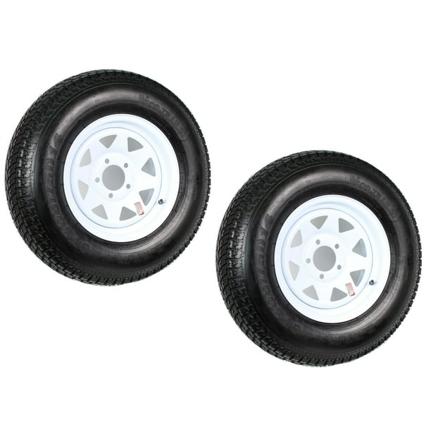 2 Pack Trailer Tire On Rim St205 75d14 205 75 D 14 In Lrc 5 Hole White Spoke Walmart Com Walmart Com