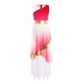 thumbnail image 3 of vastwit Kids Girls Elegant Praise Dance Dress Liturgical Worship Sleeveless Metallic Full Length Worship Robe Tunic Gown Red 16, 3 of 5
