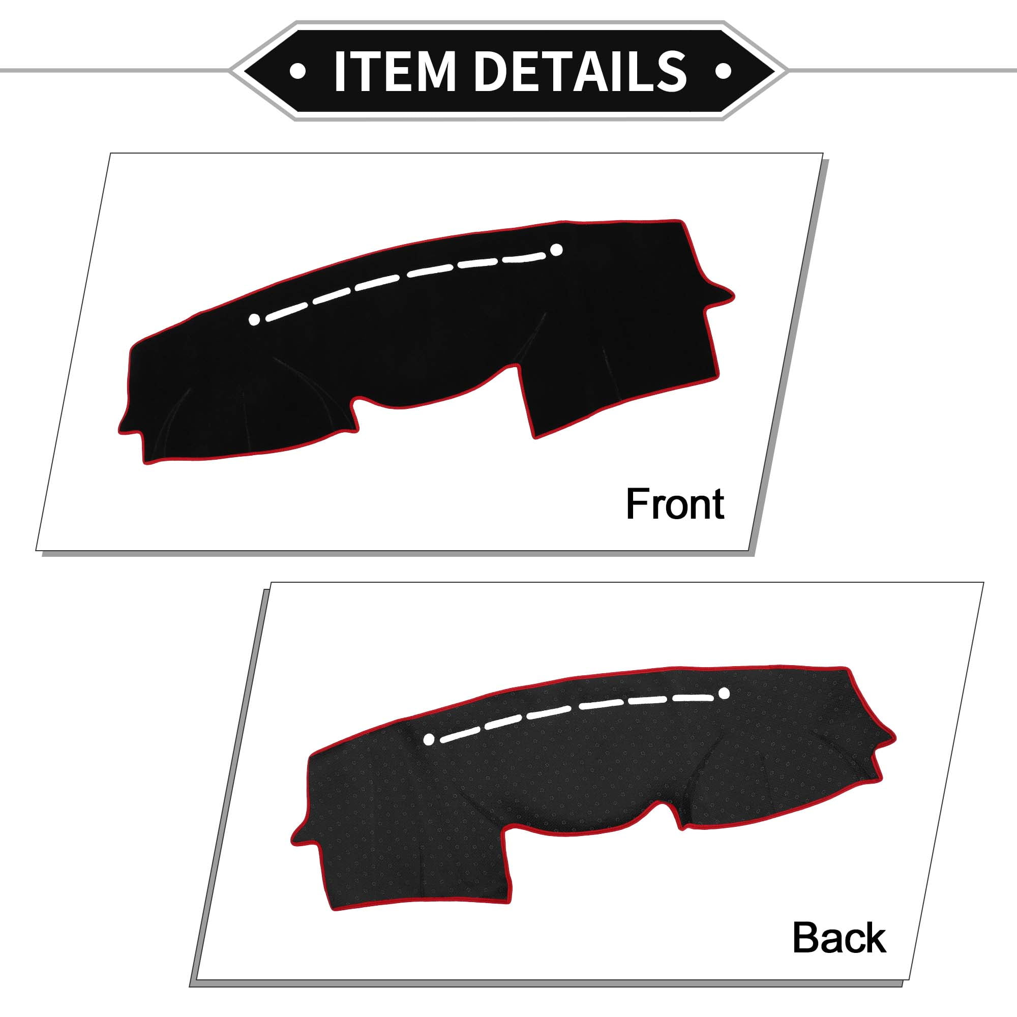 Unique Bargains Dashboard Covers for Hyundai VeraCruz 2007-2012 Non-Slip Dash Cover Mat Polyester Black, Red Front
