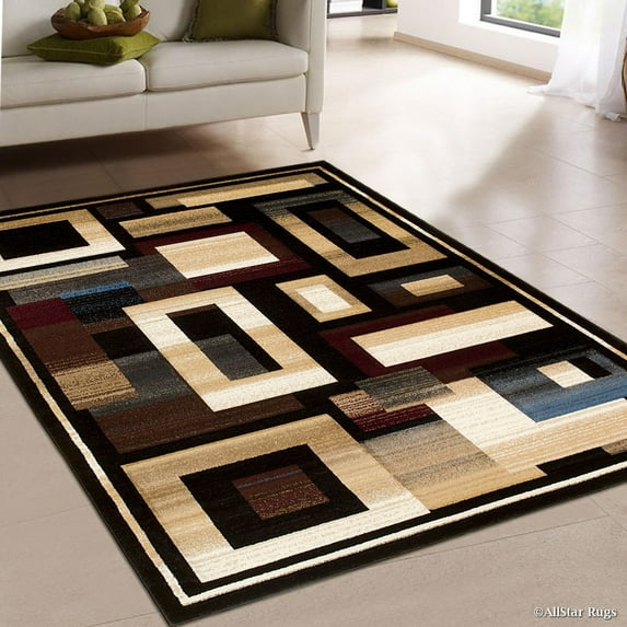 Allstar Black Hand Carved Indian Contemporary Design Area Rug (7' 9" x 10' 5")