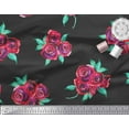 thumbnail image 3 of Soimoi Black Poly Georgette Fabric Leaves & Rose Floral Print Sewing Fabric Yard 42 Inch Wide, 3 of 3