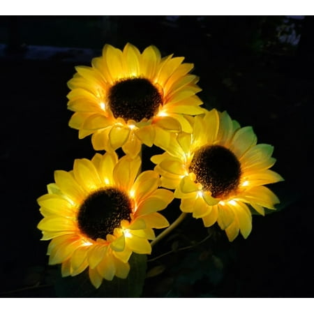 

Sunflower Solar Lights Outdoor 1 Pack with 3 Sunflower Waterproof Solar Flower Lights for Garden Pathway Backyard Patio Yard Decorative