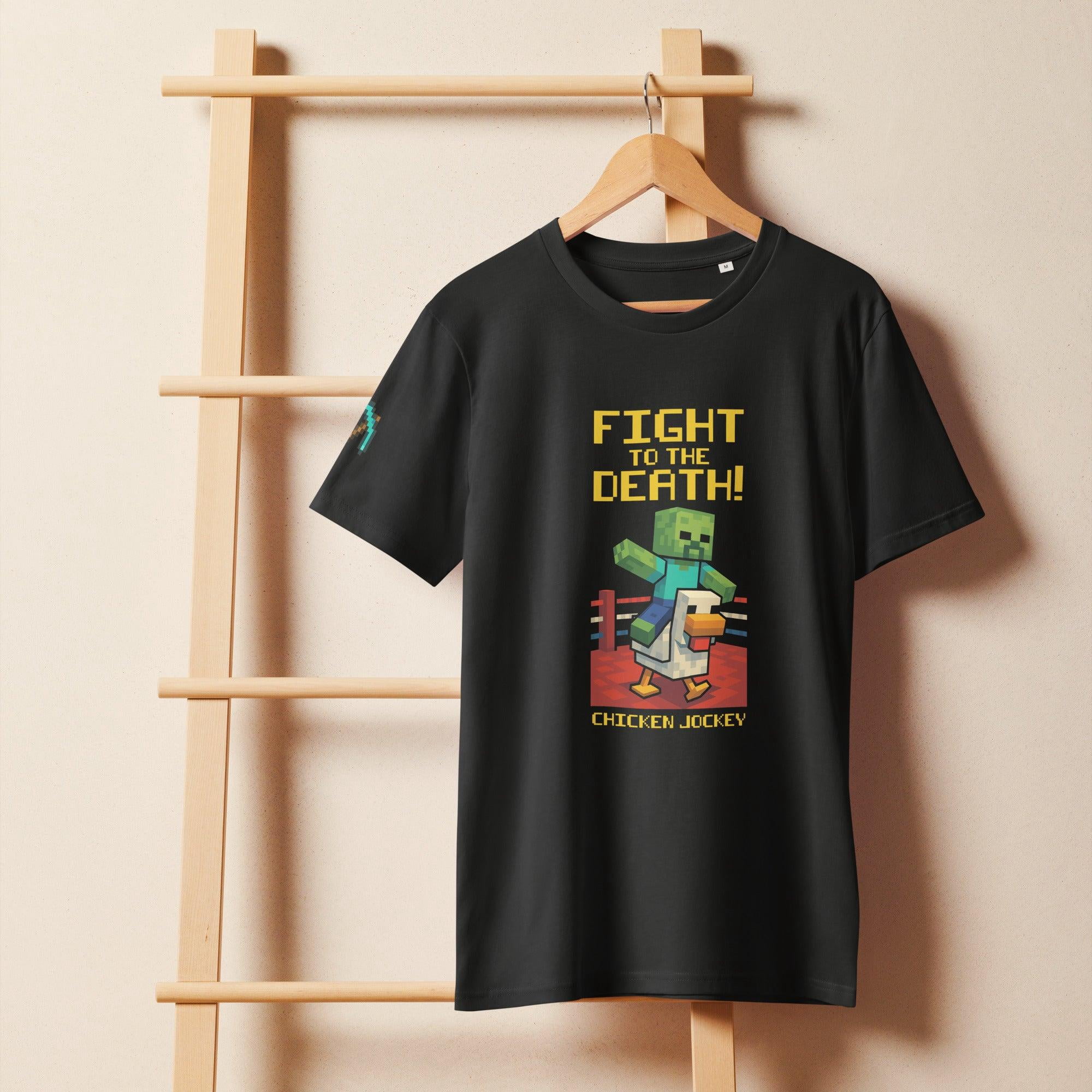 Chicken Jockey T-Shirt – Pixel Brawl Tee for Minecraft Fans-XL
