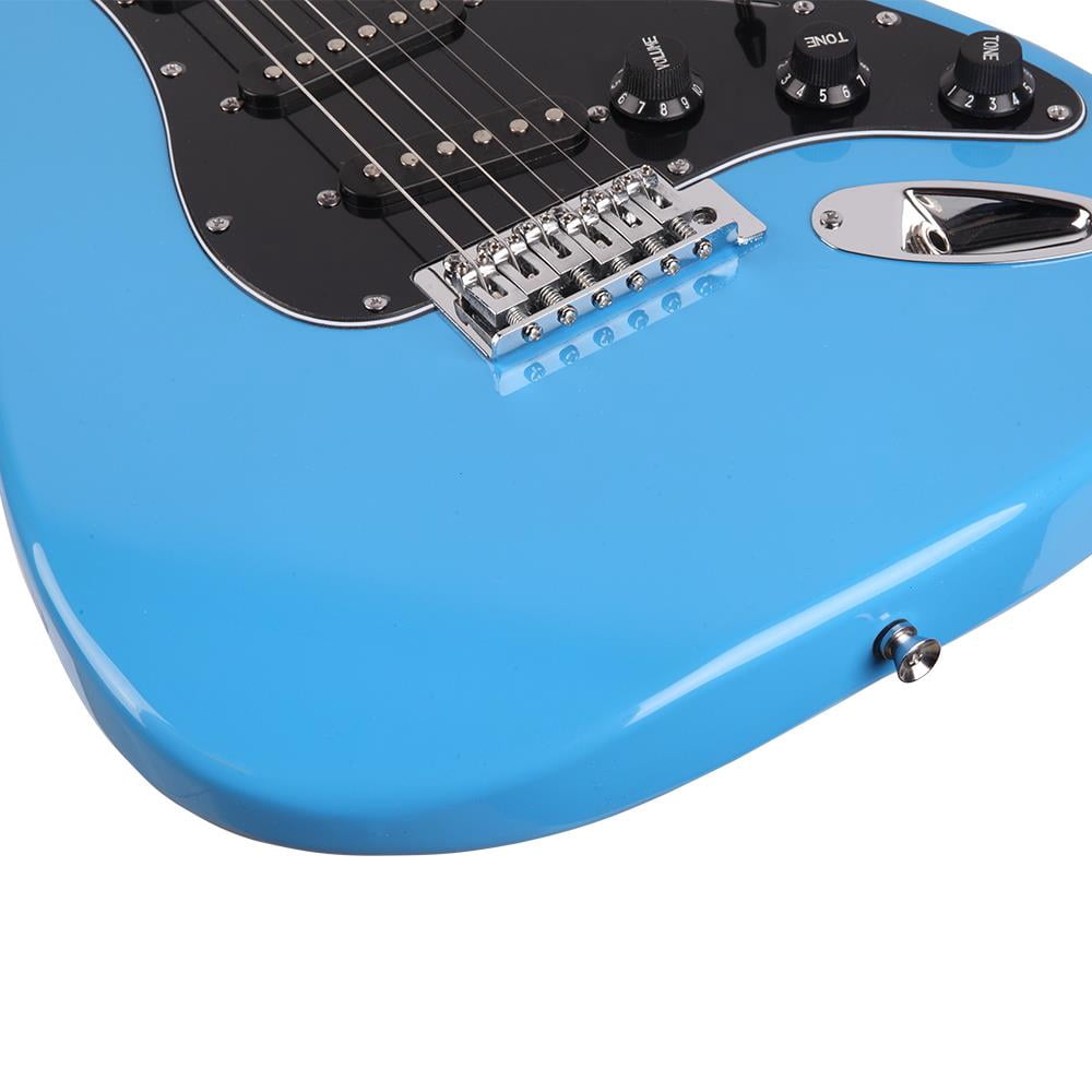 Glarry 6 Strings Right Hand Electric Guitar Package for Beginner,Sky/Bright Blue