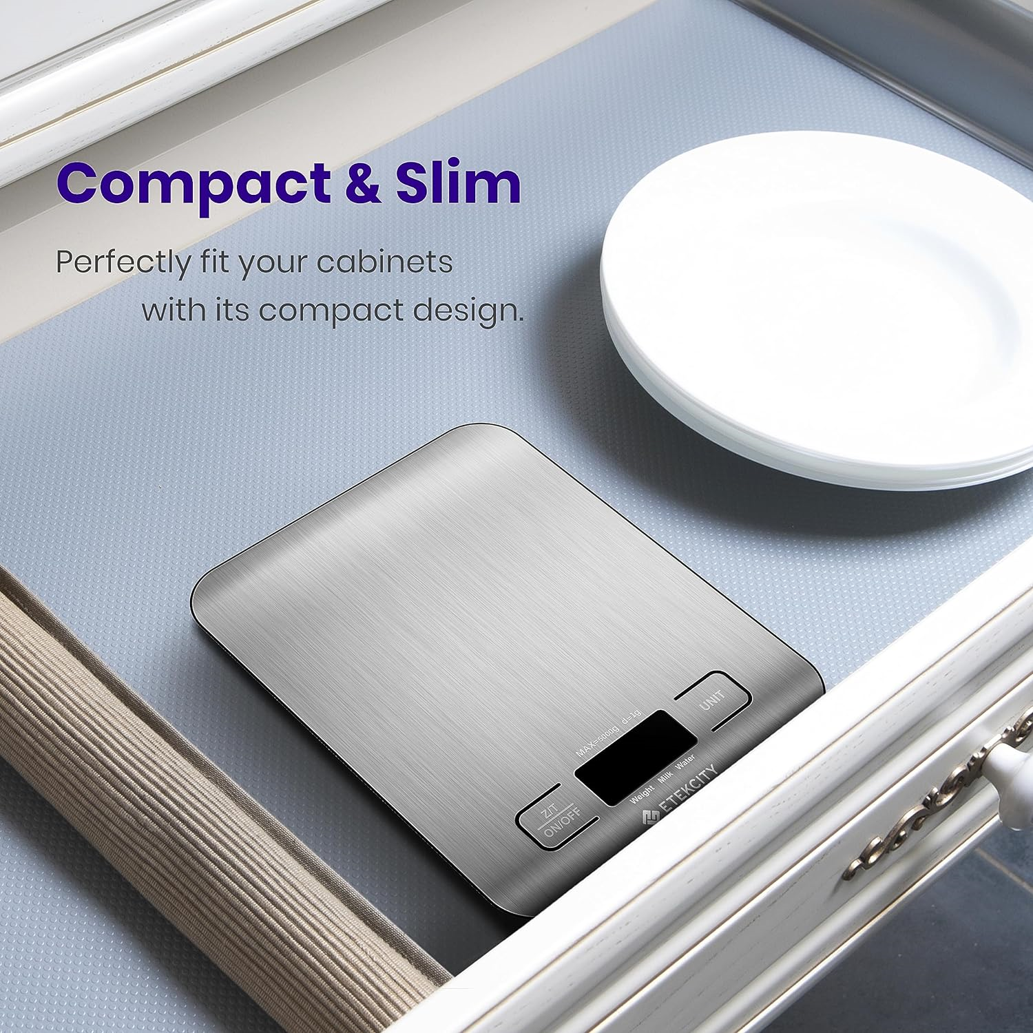 Etekcity Digital Food Scale, 11lb, Stainless Steel, Silver photo 2