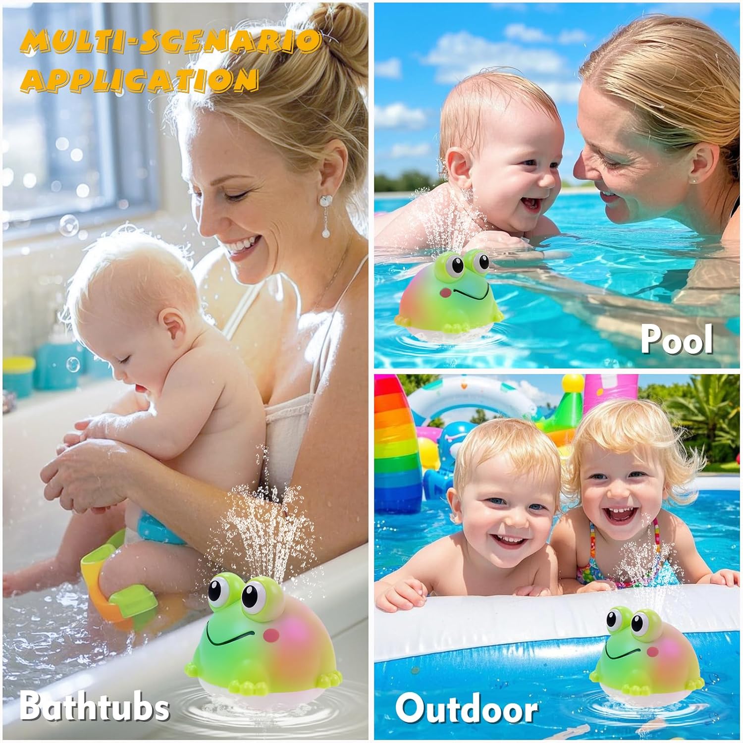 Dammyty Light-Up Frog Bath Toy with Fountain Spray photo 5