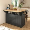 thumbnail image 1 of Kitchen Island with Large Storage & Charging Station - 2 Drop Leaves & 3 Deep Drawers, 1 of 24