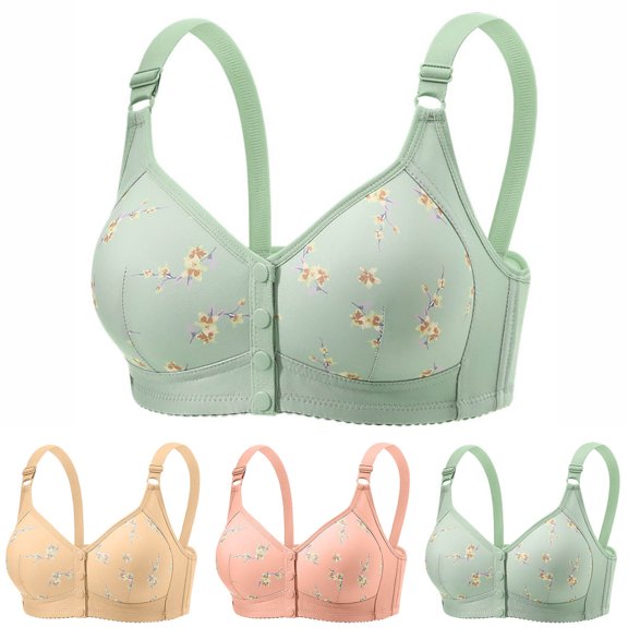 THDHVS Bras for Women,Plus Size Front Closure Wireless Bra Push Up Shaping Breathable Tank Wear,Wireless Bra Pink 38BC