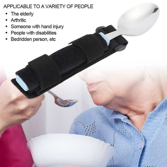 Greensen Elderly Care Spoon  Disabled Patient Dining Scoop Utensil with Auxiliary Strap,Portable Scoop,Spoon with Strap