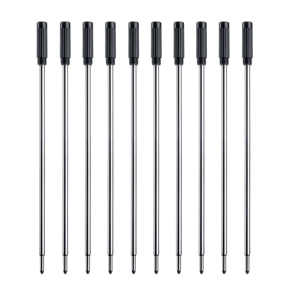 Recargas de tinta negra (10 piezas) Recargas de bolígrafos reemplazables Punta media de 1 mm - Negro