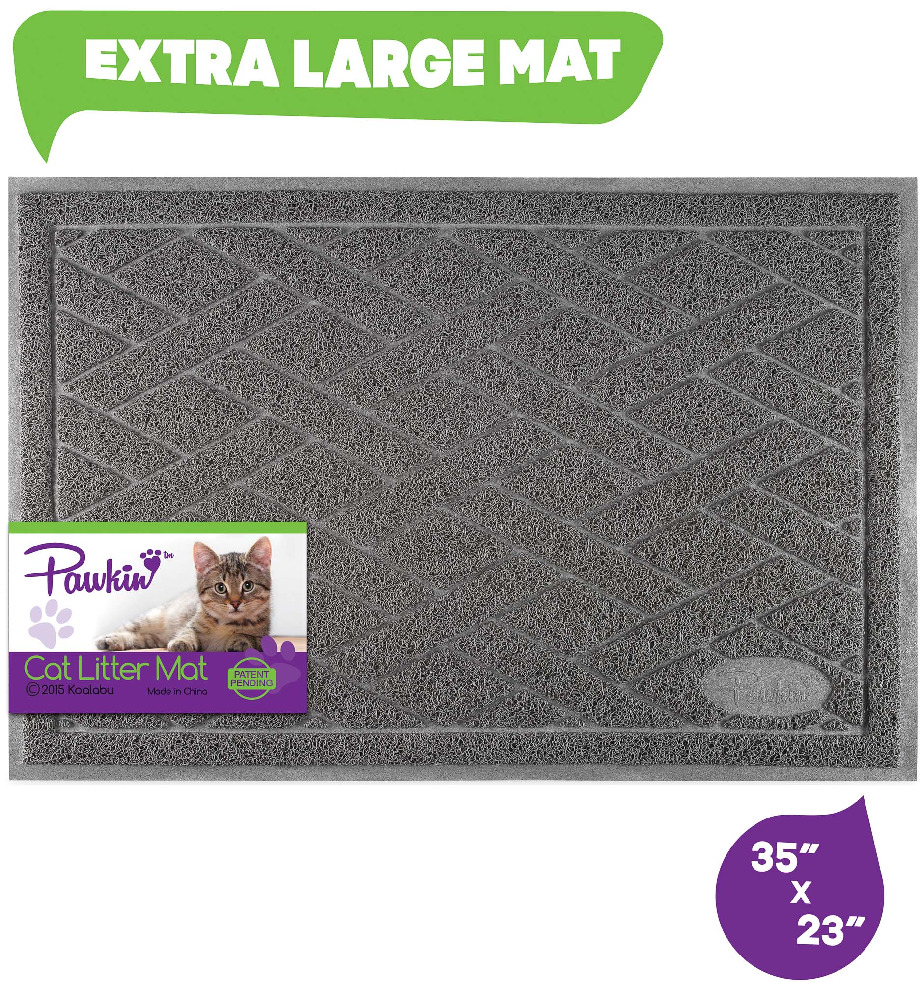 Pawkin Cat Litter Mat, Patented Design with Litter Lock Mesh, Extra Large,  Durable, Easy to Clean, Soft, Fits Under Litter Box, Litter Free Floors