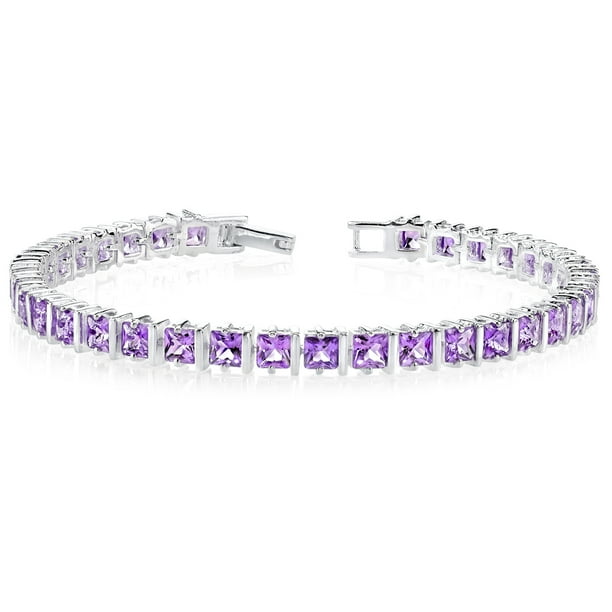Oravo 10 ct Princess Cut Amethyst Tennis Bracelet in Sterling Silver