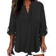 thumbnail image 2 of Endives Womens Linen Shirts 3/4 Length Sleeve Womens Shirt Blouses Spring Tops 2026 Beach Vacation Summer Black, 2 of 7