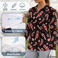 thumbnail image 6 of Xoenoiee Christmas Candy Bow Star Print Womens V Neck Golf Polo Shirts Long Sleeve Sport Shirt Workout Tops Xmas Polo Shirts Business Casual Tops Collared Slim Fit Blouses Pullover, Size 2XL, 6 of 7