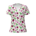 thumbnail image 4 of Wukai Tulips Flowers Casual V-Neck Graphic Tees for Women: Lightweight and Breathable Summer Tops with Stylish Design-XX-Large, 4 of 8