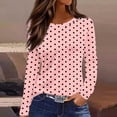 thumbnail image 2 of ctdiral Polka Dot Long Sleeve Tops for Women Crew Neck Loose Fit Shirt Soft Stretchy Pullover Fall Lounge Comfy Daily Wear Pink S, 2 of 5