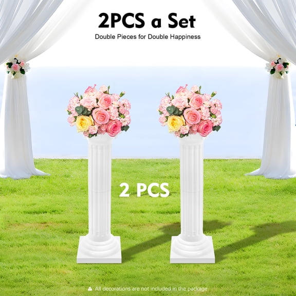 2 PCS 27*88cm White Wedding Roman Column, Plastic Wedding Landscaping Roman Pillar, European Style Event Decorative Column