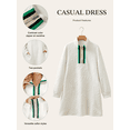thumbnail image 5 of DOKOTOO Casual Dress for Women Long Sleeve Striped Zip Neck Embossed Pattern Mini Dresses, 5 of 8