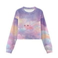 thumbnail image 7 of Xixirimido Axolotl Colorful Galaxy Girls Casual T-Shirts Long Sleeve Pullover Crop Tops 3D Graphic Crew Neck Cropped Sweatshirts for Spring Fall for 7-8 Years, 7 of 7