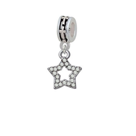 Open Star with Clear Crystals - Cross Charm Bead
