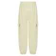 thumbnail image 3 of TSSOE Kids Girls Boys Cargo Trousers Hip Hop Dance Pants Joggers Athletic Sweatpants Jogging Bottoms Overalls Beige 11-12, 3 of 5