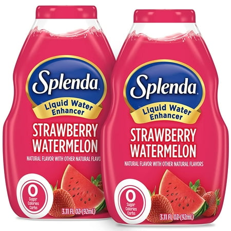 splenda liquid water enhancer drops sugar free zero calorie natural flavor concentrated drink mix 3.11 fl oz each bottle (strawberry watermelon 2 pack)