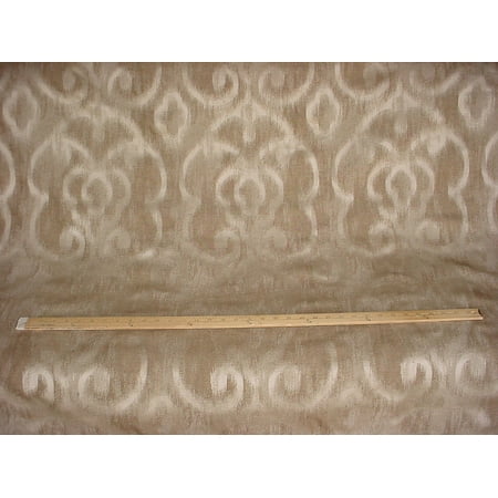 Floral Damask Fabric (107RT6 - Sandstone / Taupe Arabesque Floral Scroll Damask Designer Upholstery Drapery Fabric - By the)