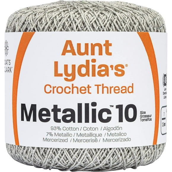 Fil à Crocheter Métallique Aunt Lydia's Taille 10-Argent & Argent 154M-0410S
