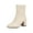 Beige, variant on Beige Ankle Boots For Women With Side Zipper Chunky Heel Pointed Toe Design For Everyday Wear Non-Slip Sole
