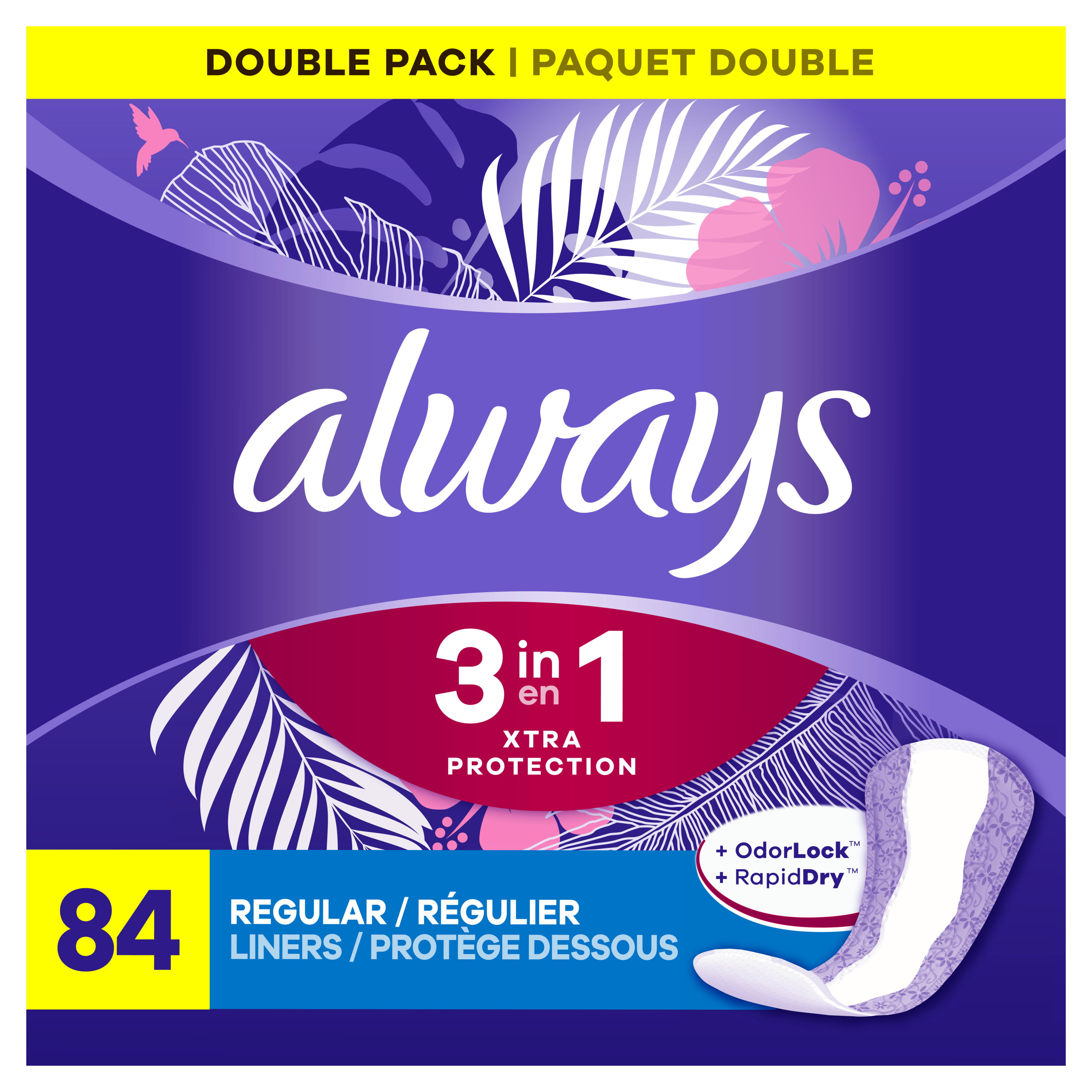 Always 3-in-1 Xtra Protection Daily Liners Regular Absorbency, 84 Ct